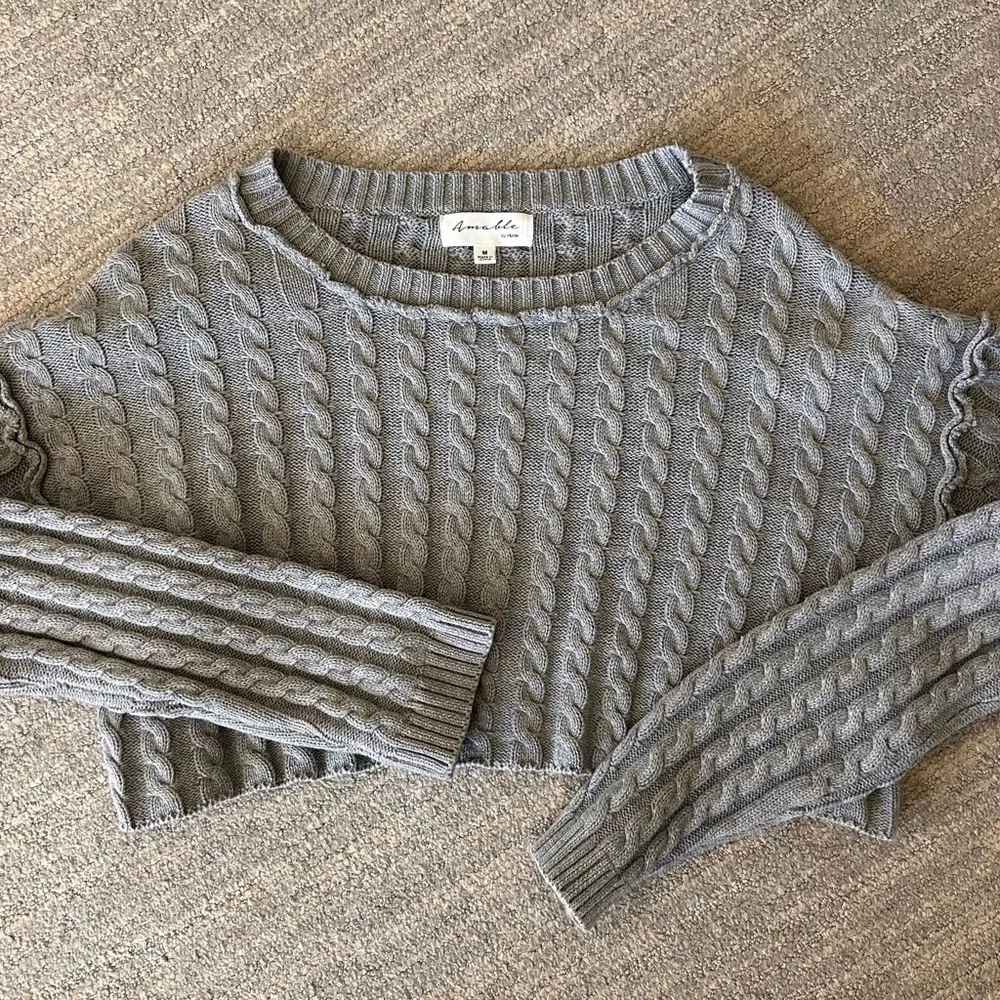 AMABLE CABLE KNIT CROP SWEATER - Picture 1 of 5